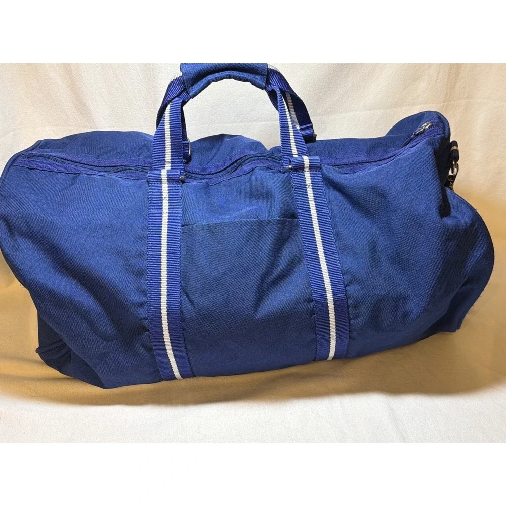 Polo Ralph Lauren Blue Canvas Duffel Bag Weekender Royal Blue Striped Strap